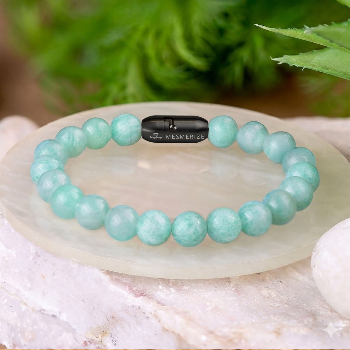 Serene Amazonite Natural Stone Bracelet with MagSnap