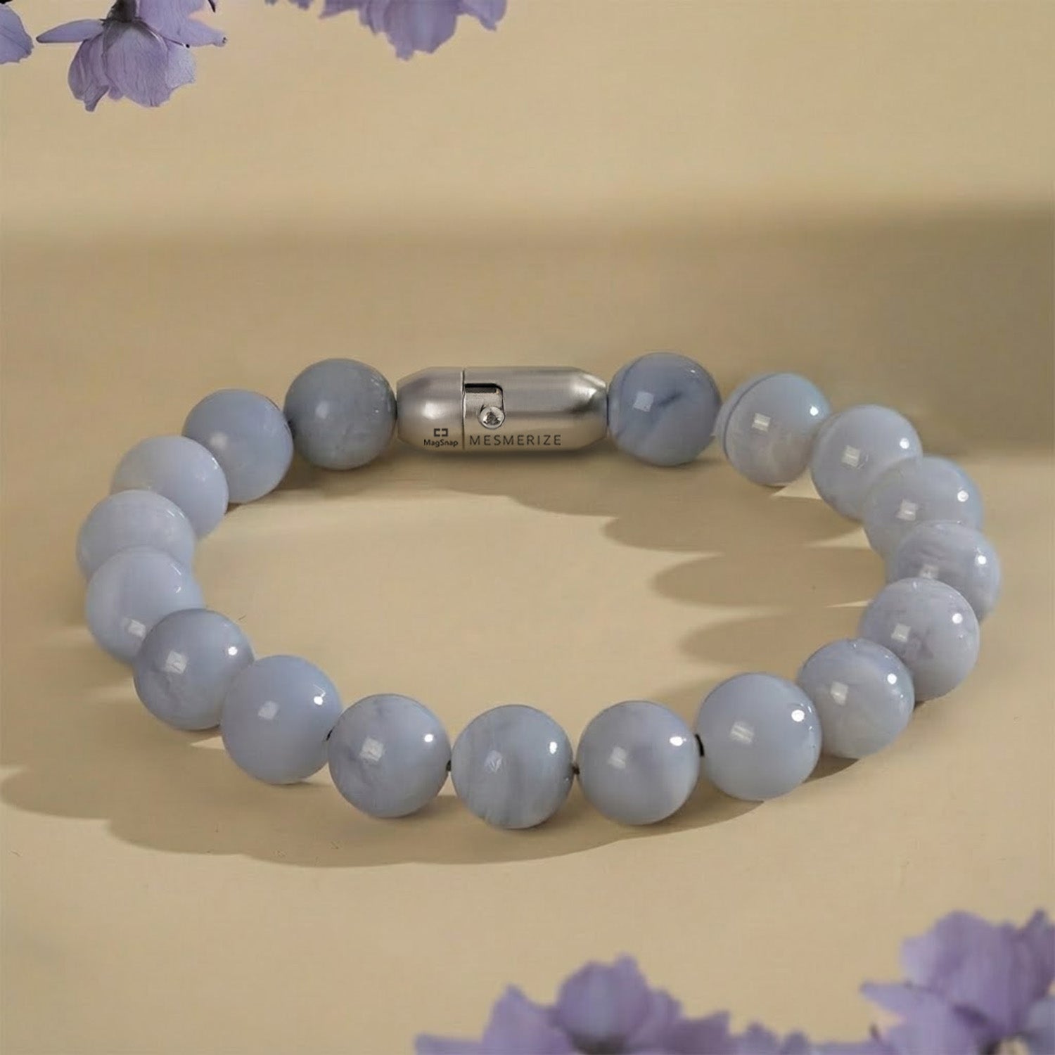 Gental Blue Lace Agate Natural Stone Bracelet With MagSnap2