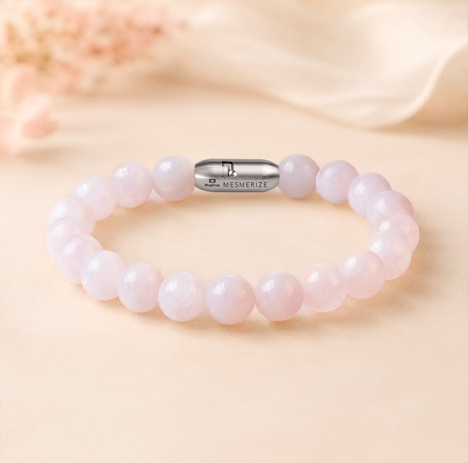 Solace Rose Quartz Natural Stone Bracelet with MagSnap