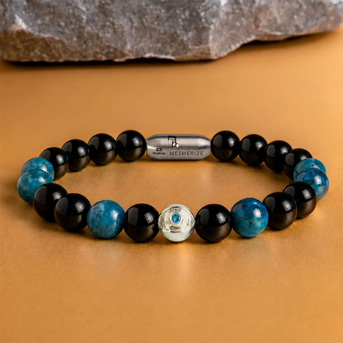 925 Sterling Silver Aegis Evil Eye Natural Stone Bracelet with Magsnap2