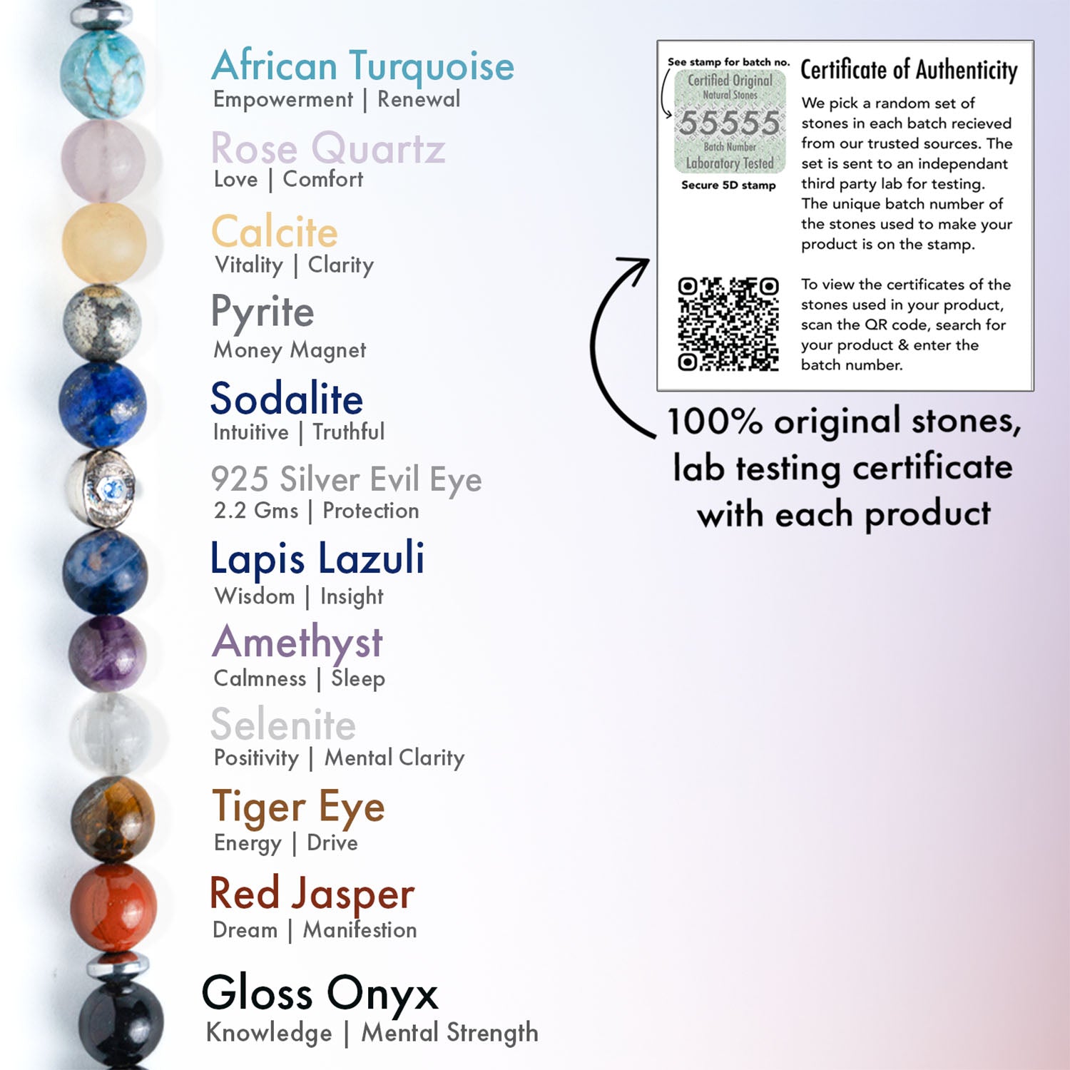 925 Sterling Silver Super 11 Chakra Natural Stone Bracelet With MagSnap2