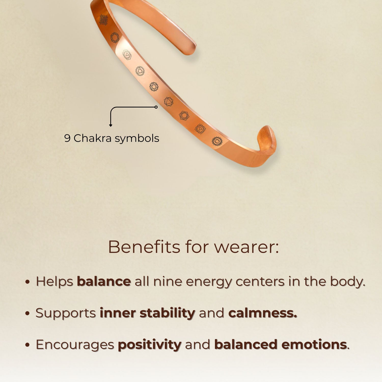 9 Chakra Gloss Cuff Adjustable Bracelet Black