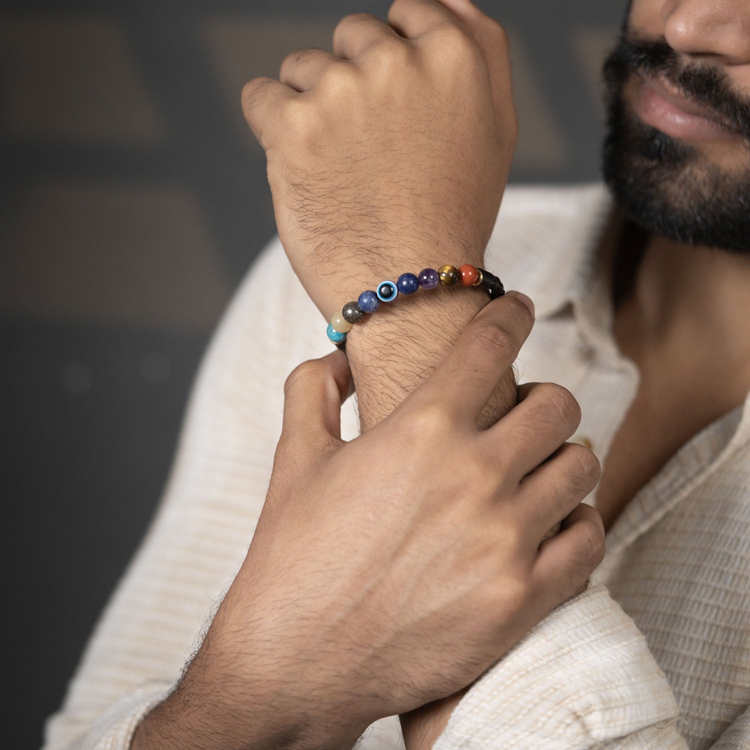 9 Chakra Natural Stone NeoLeather Bracelet