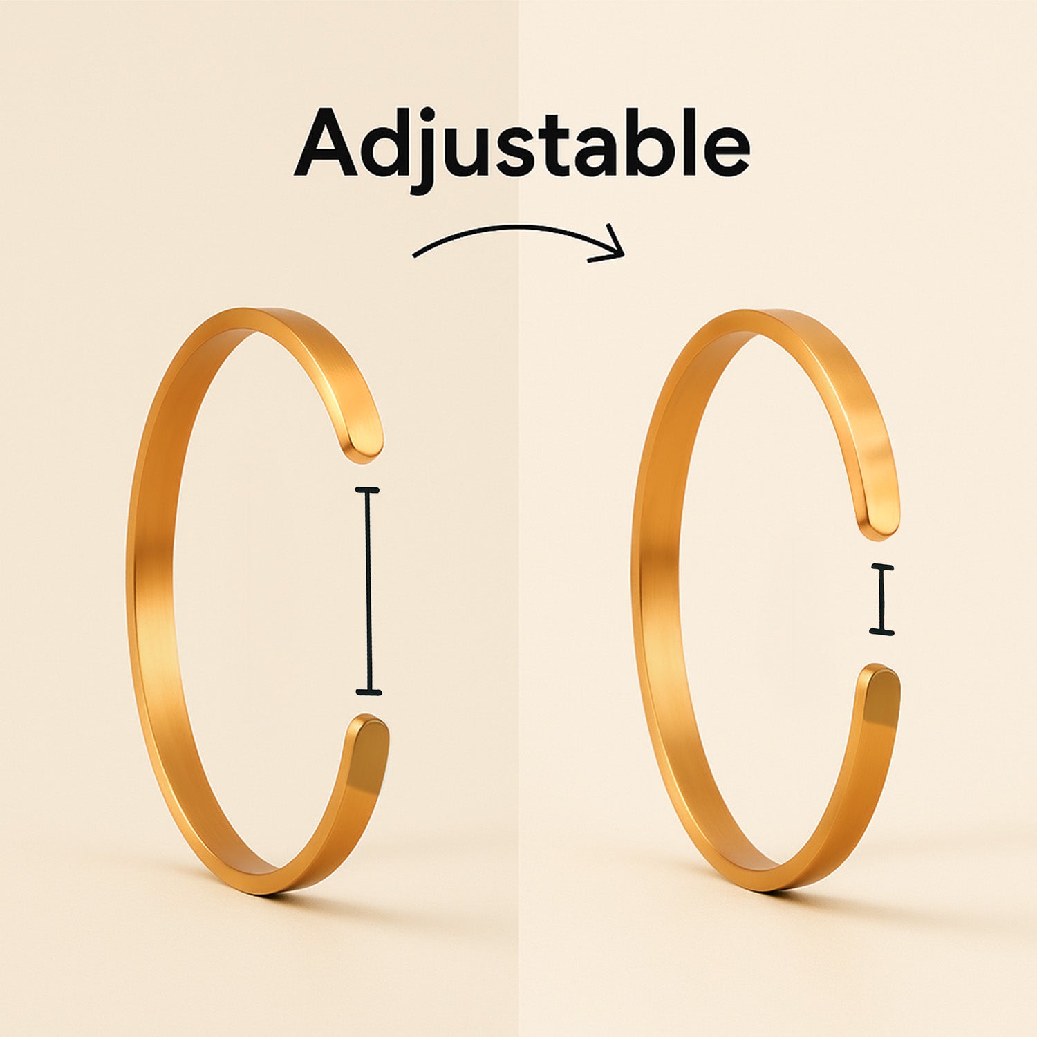 Matte Cuff Adjustable Bracelet Gold Personalised