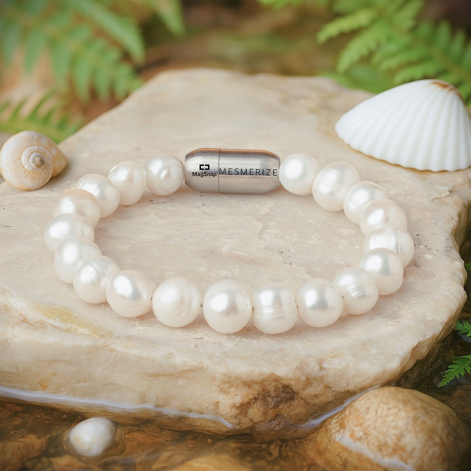 Divine Grace Pearl (Moti) Natural Stone Bracelet with Magsnap2
