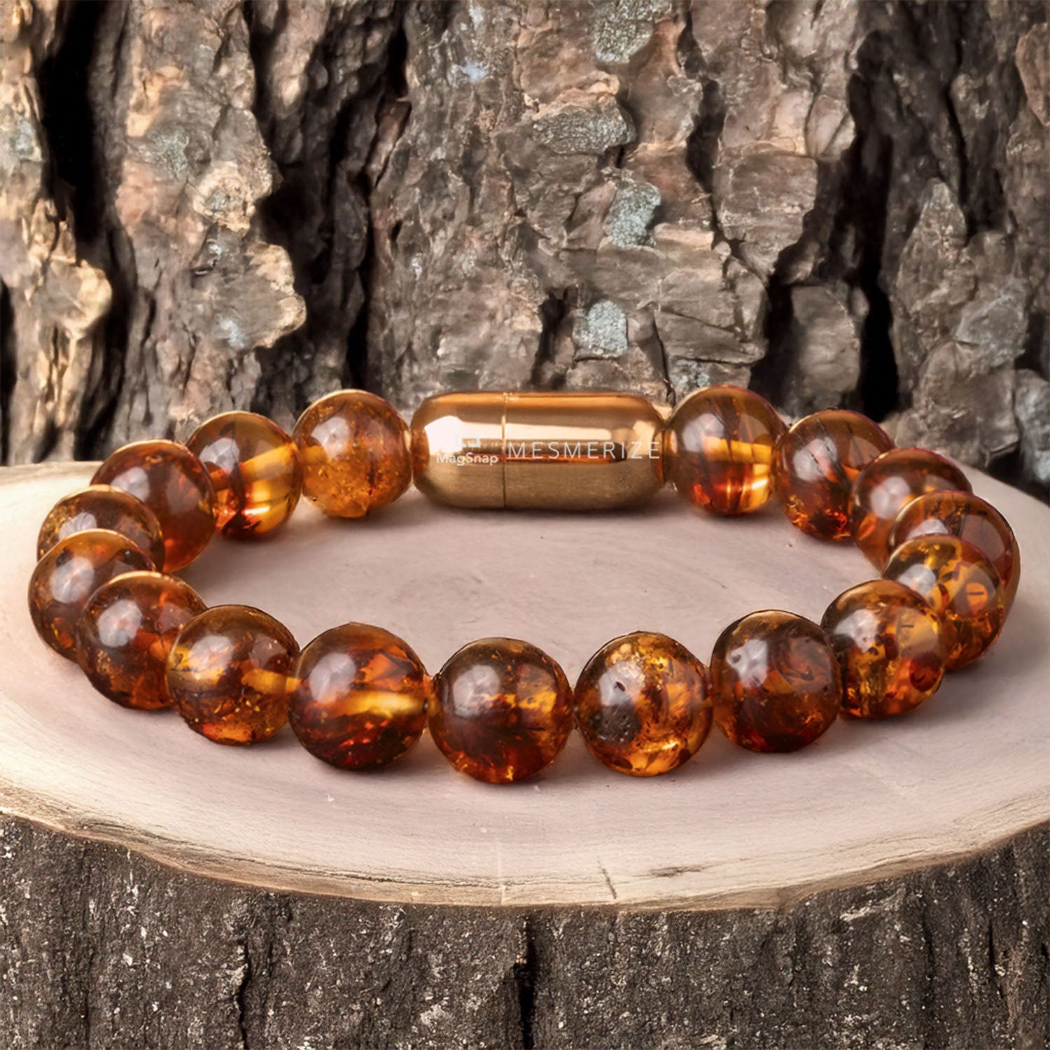 Celestial Warmth Amber (Kahruwa) Natural Stone Bracelet with Magsnap2