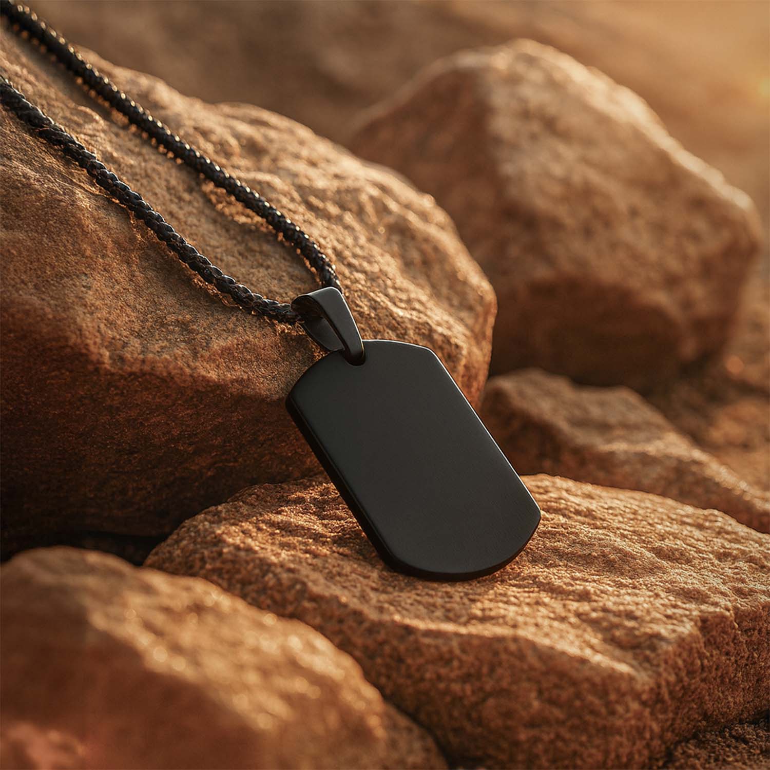 M Premium Jewellery Necklace Dog Tag Black