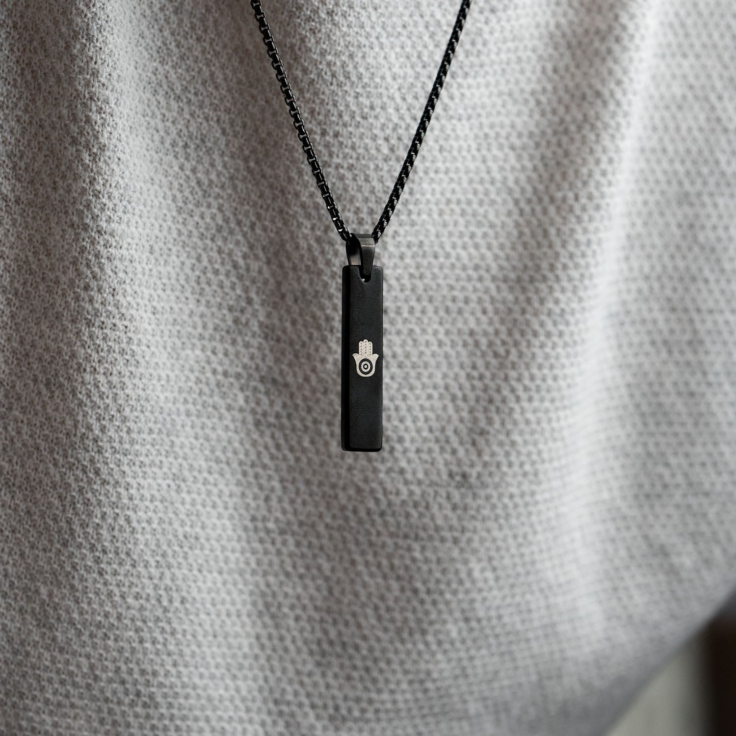 Black Evil Eye Spiritual Mini Bar Necklace