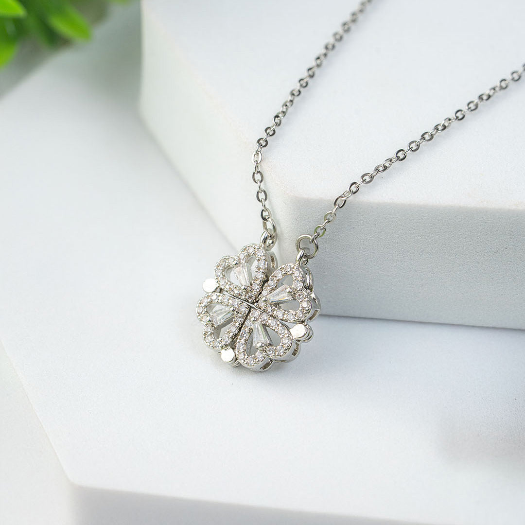 Clover Heart Silver Necklace
