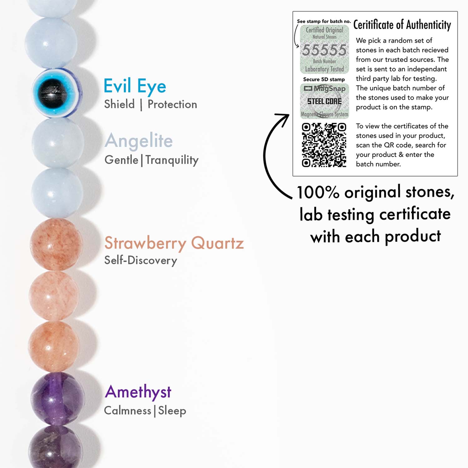 Divine Aura Evil eye Natural Stone Bracelet with Magsnap2