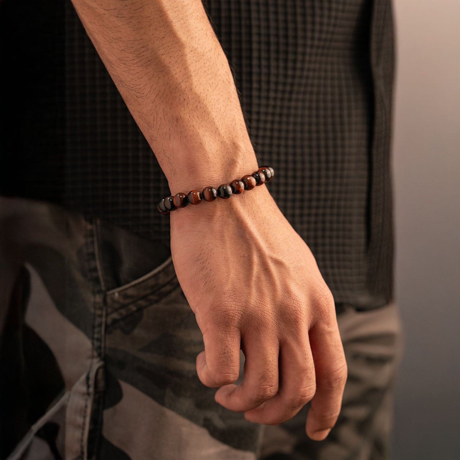 Fearless Red Tiger Eye Natural Stone Bracelet Elastic