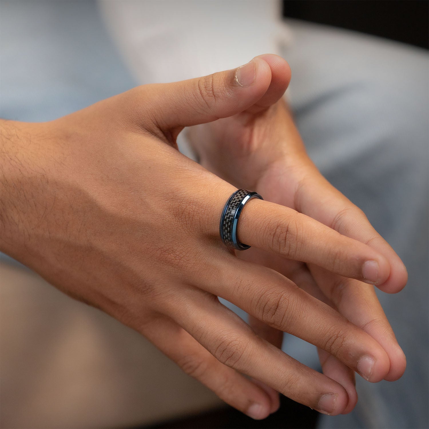 Flint Black On Blue Band Ring