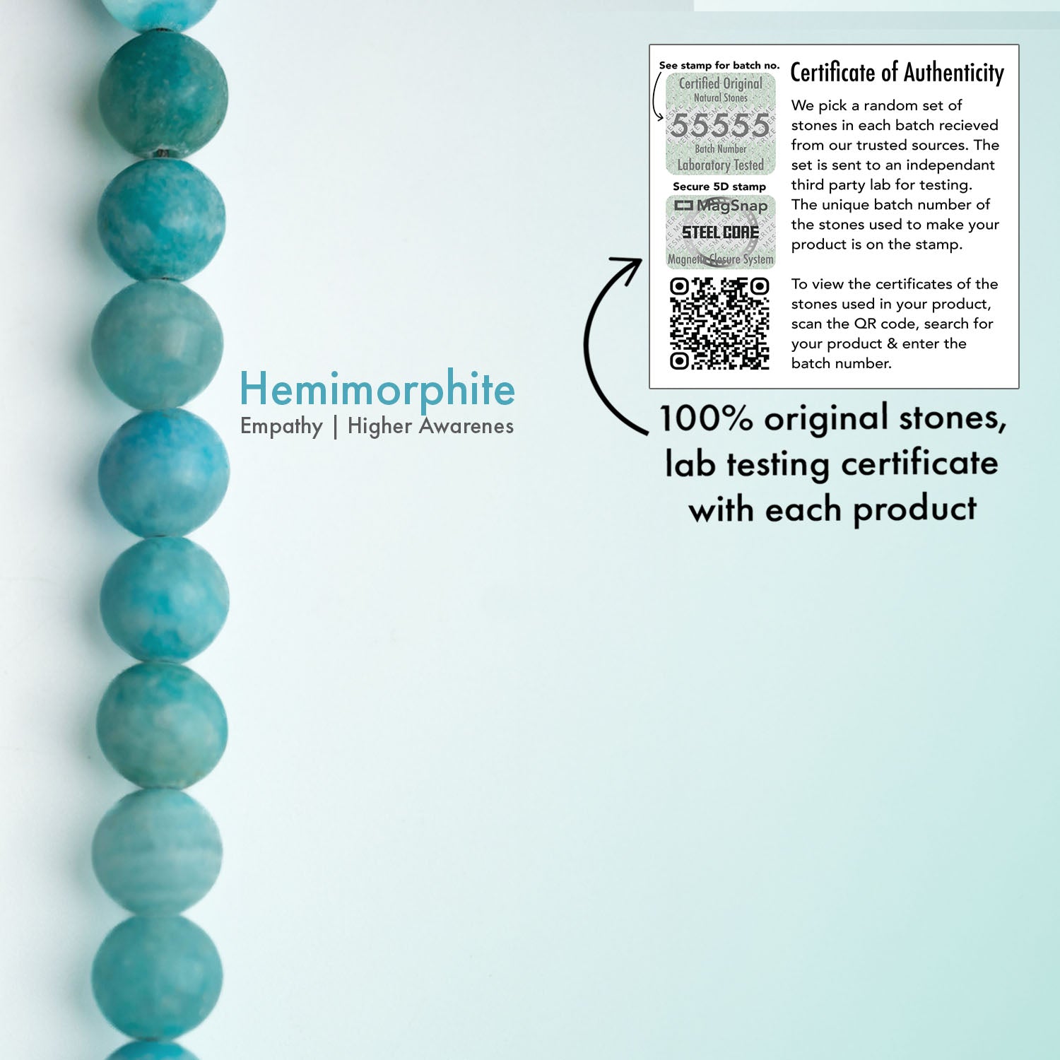 Gleaming Hemimorphite Natural Stone Bracelet With MagSnap 2