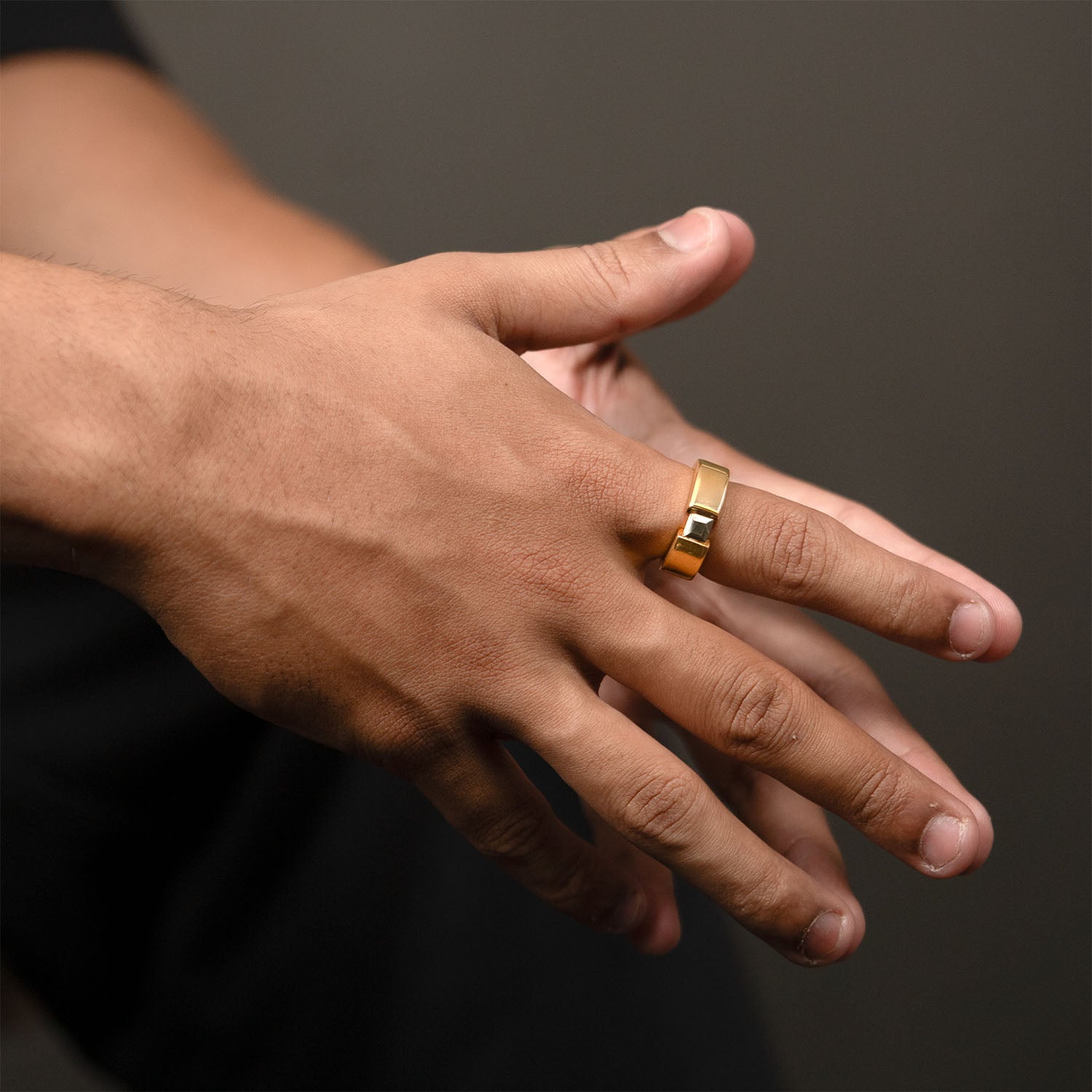 Gold Plated Pure 925 Silver Ring With Pyrite Gem Stone