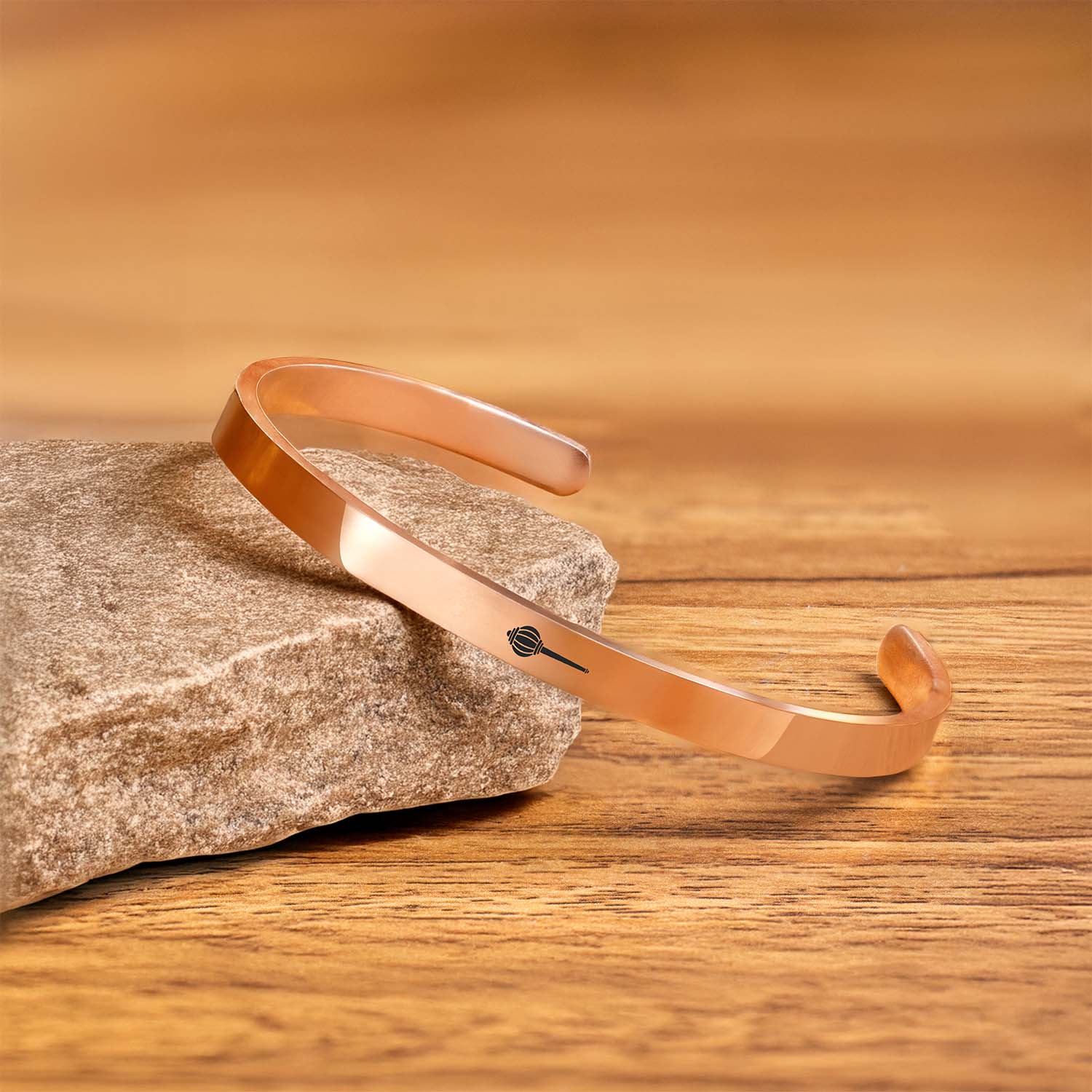 Hanuman Gada Gloss Cuff Adjustable Bracelet Rose Gold
