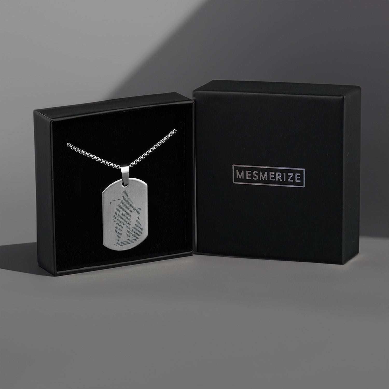 Silver Hanuman Chalisa MicroCarved Tag Necklace