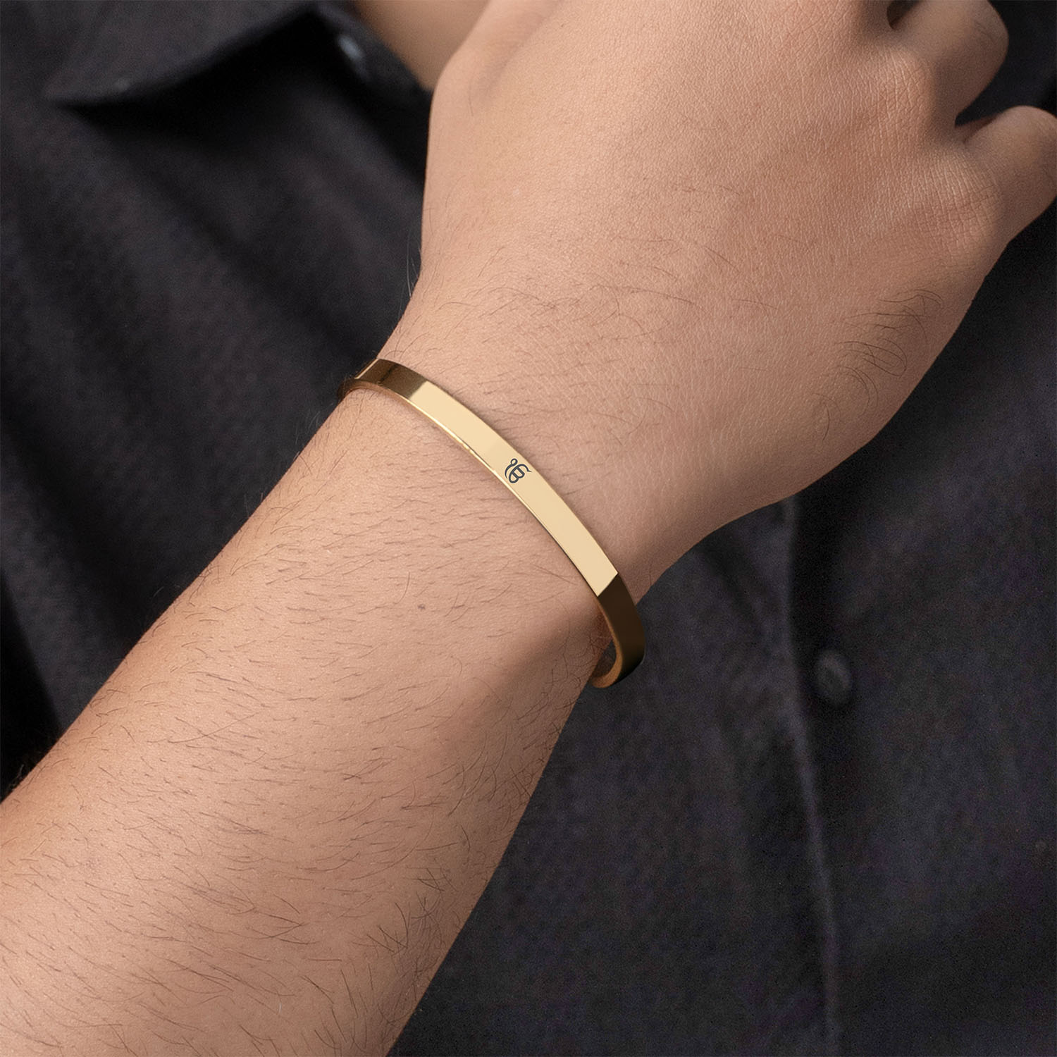 Ik Onkar Gloss Cuff Adjustable Bracelet Gold
