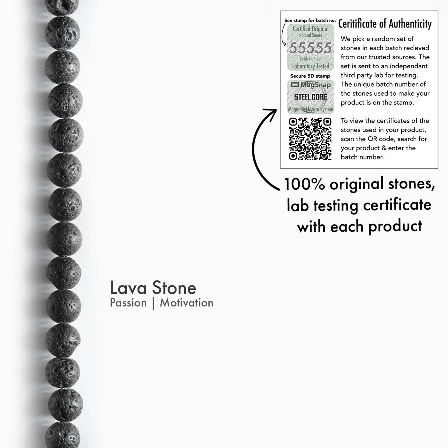 Lava Natural Stone Magsnap Bracelet