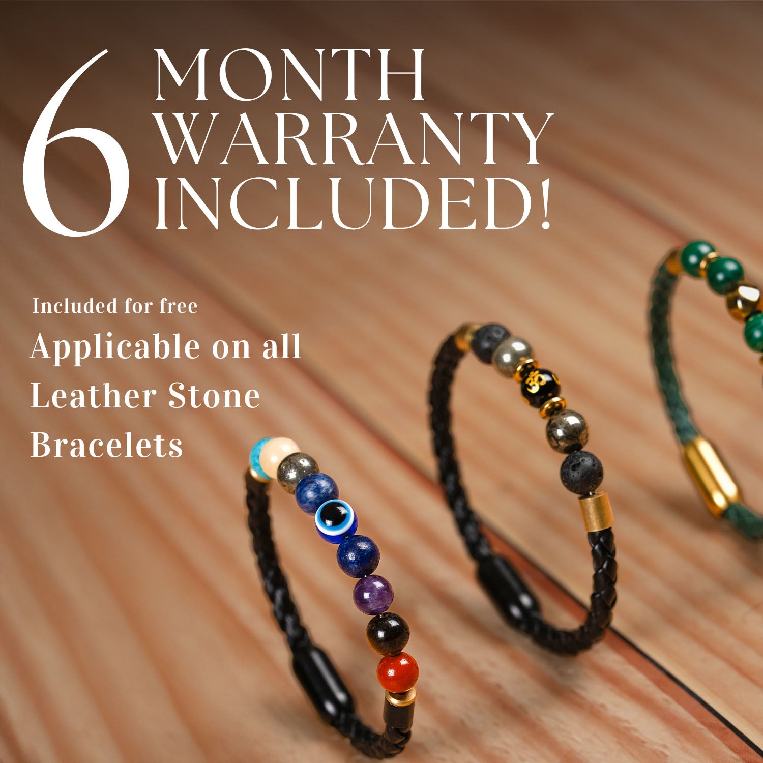 9 Chakra Natural Stone NeoLeather Bracelet