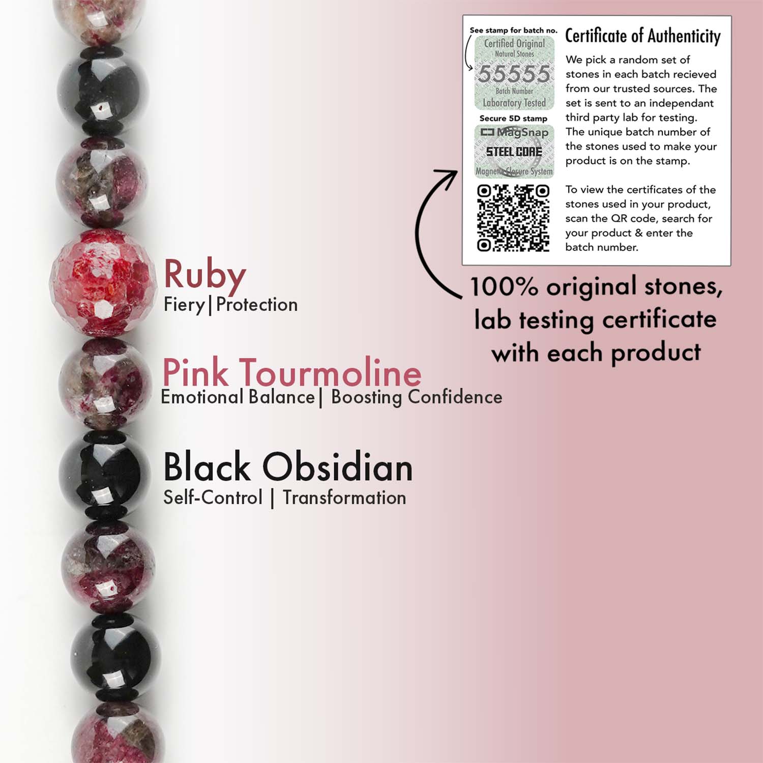 Luminous Ruby Natural Stone Bracelet With MagSnap2