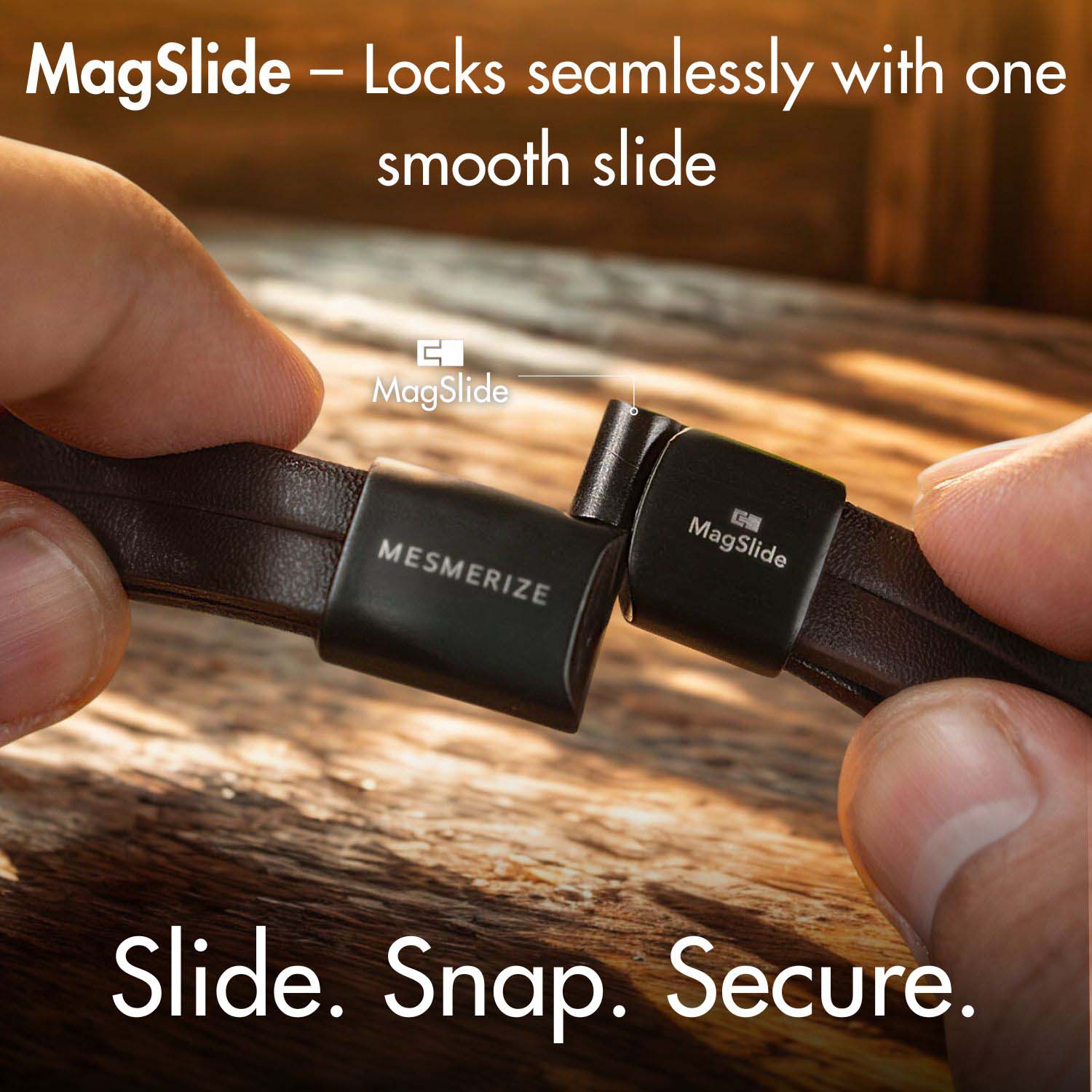 Courageous Tiger Eye Barrel Bead NeoLeather Bracelet With MagSlide