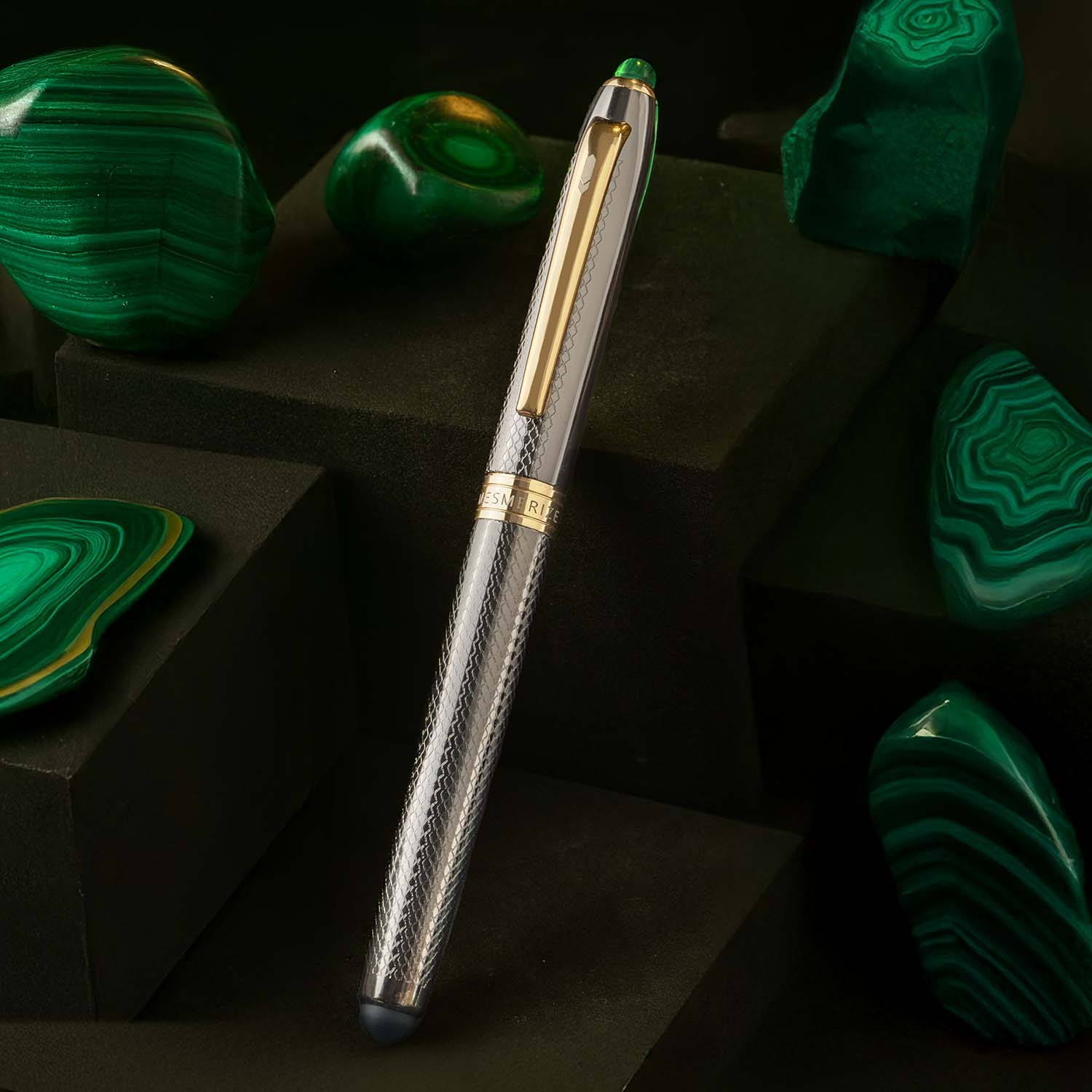 Personalised Malachite 2 in 1 MagSnap Roller Ball Pen with Stylus