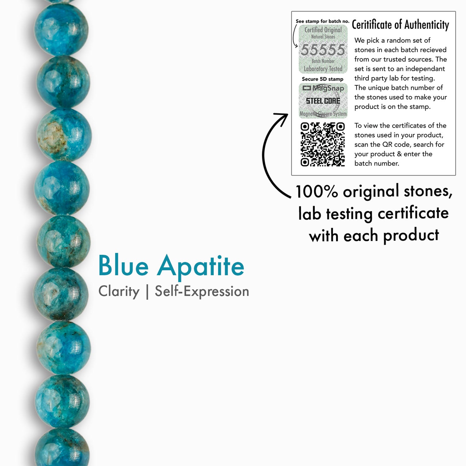 Motivating Blue Apatite Natural Stone Bracelet with MagSnap