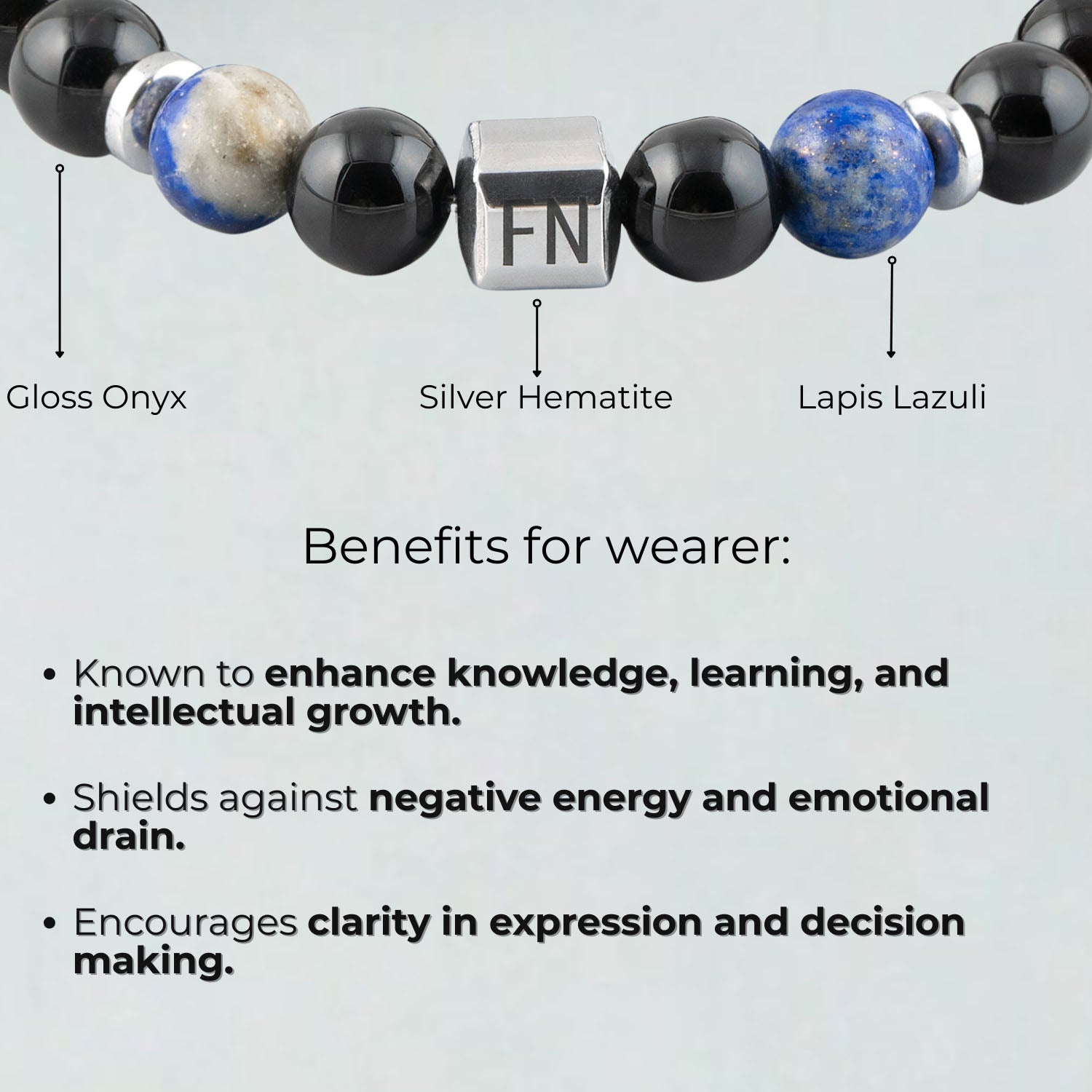 Personalised Knowledge Gloss Onyx And Lapis Lazuli Natural Stone Bracelet With Magsnap 2