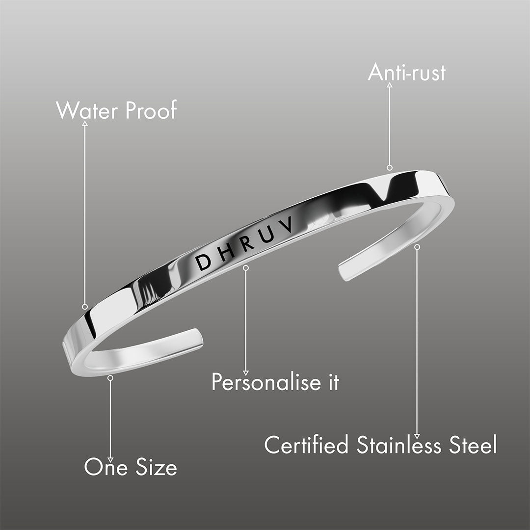 Personalised Silver Cuff Kada Bracelet