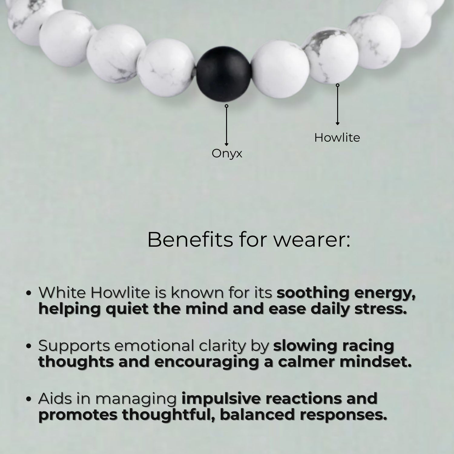 Natural Stone Jewellery Poise Howlite and Black Onyx Bracelet