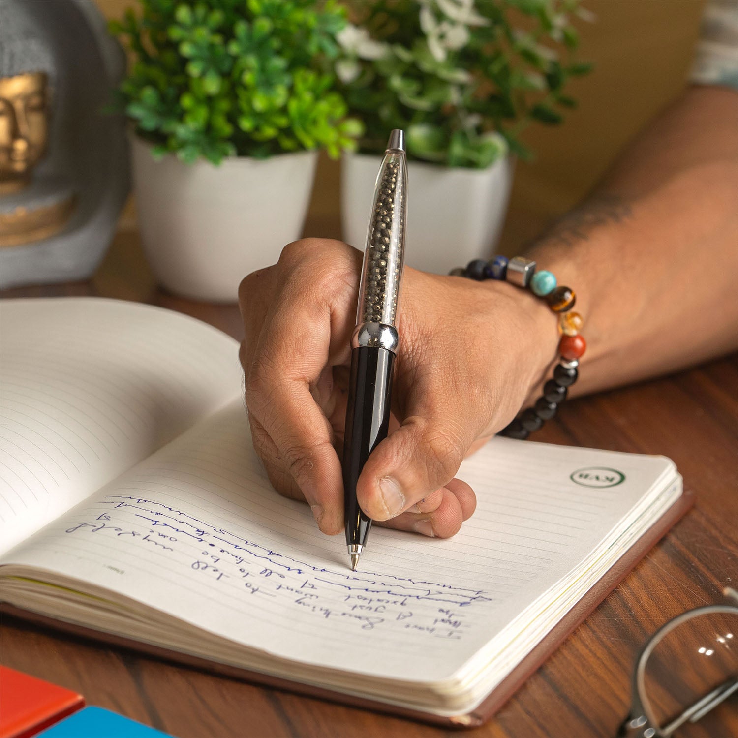 Personalised Pyrite MagSpin Rotating Desk Pen with DryFlow Ink