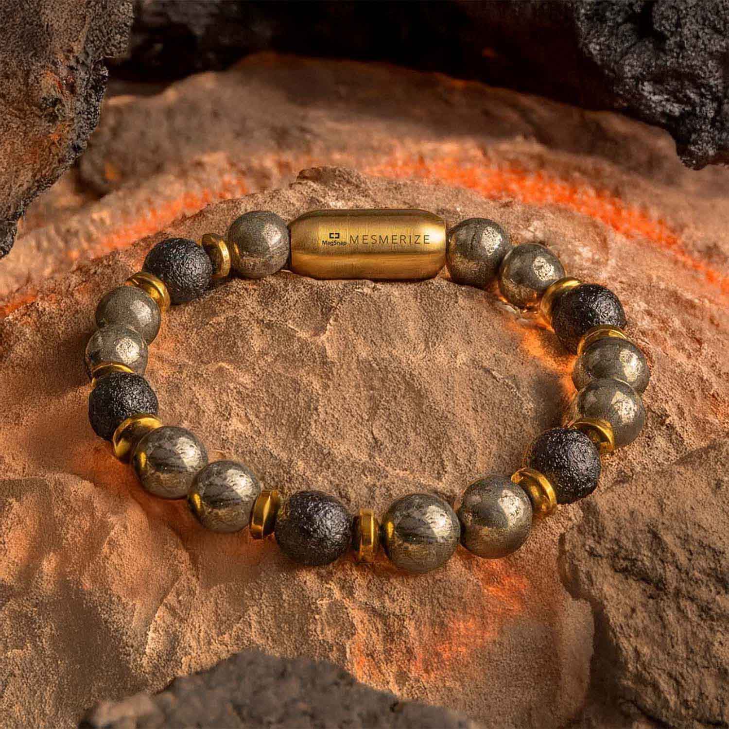 Prosper Pyrite & Saffordite Natural Stone Bracelet With MagSnap2