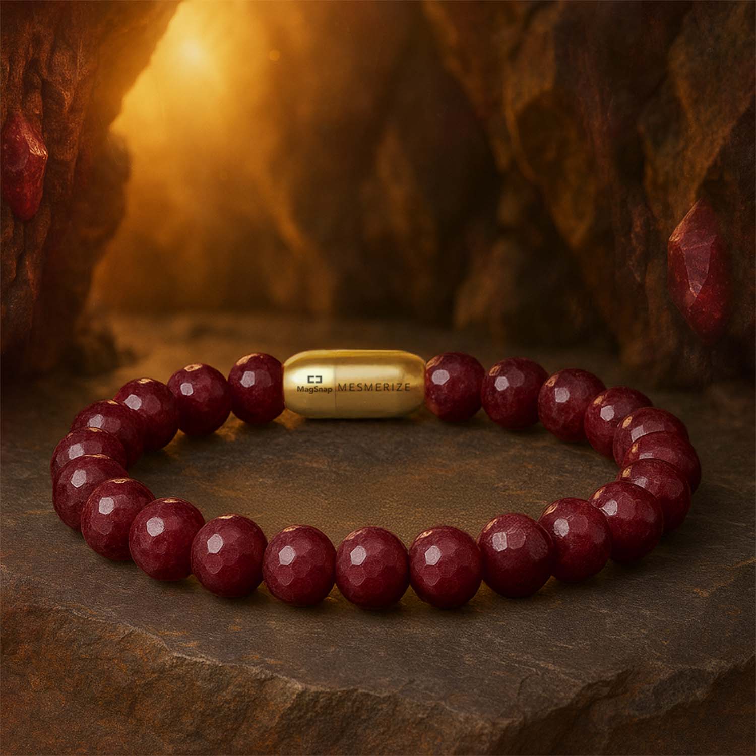 Fiery Essence Ruby(Manik) Natural Stone Bracelet with Magsnap2