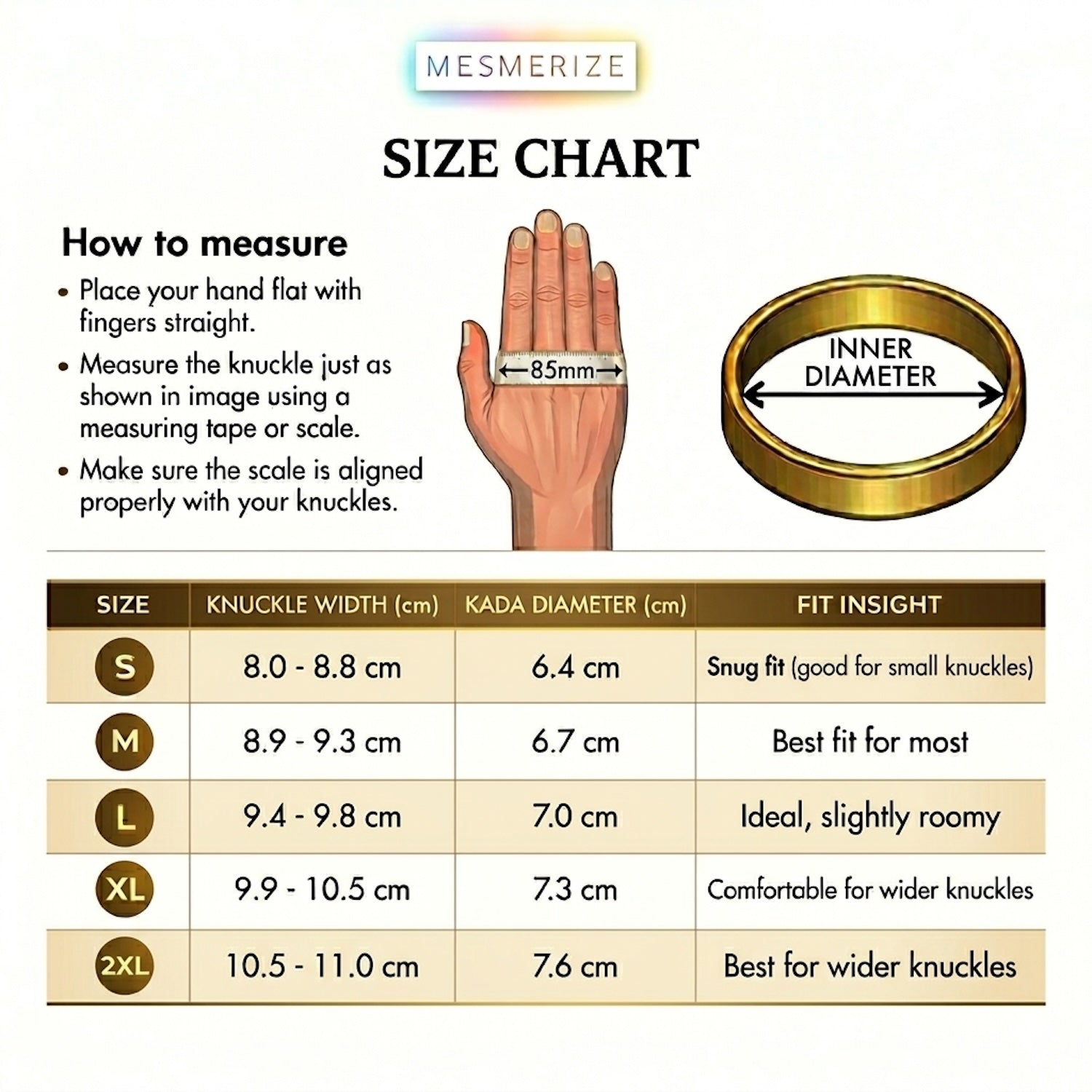 Round Flat Waheguru Ji Da Khalsa Kada Gold