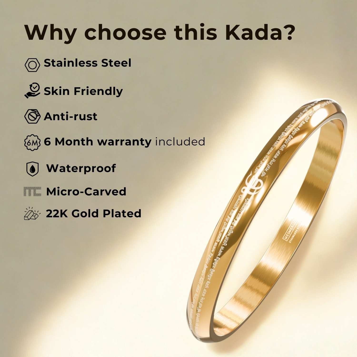 Round Curve Ik Omkar Satnam Mantra Kada Black