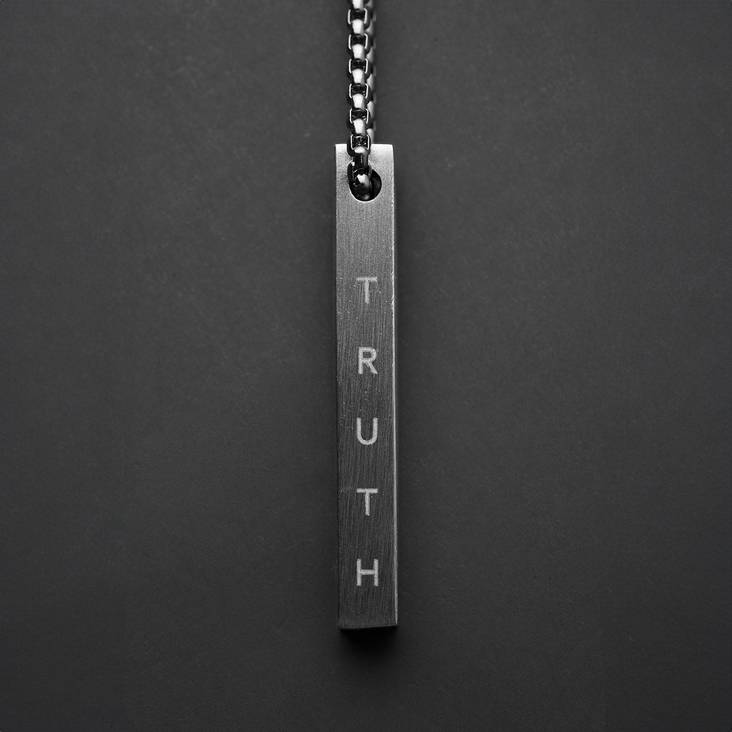 Silver Balance Motivational Bar Necklace