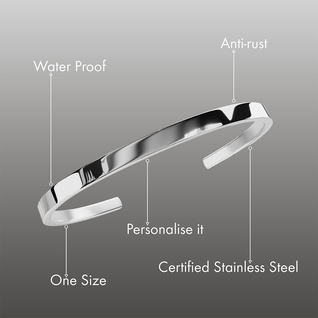 Non Personalised Silver Cuff Kada Bracelet