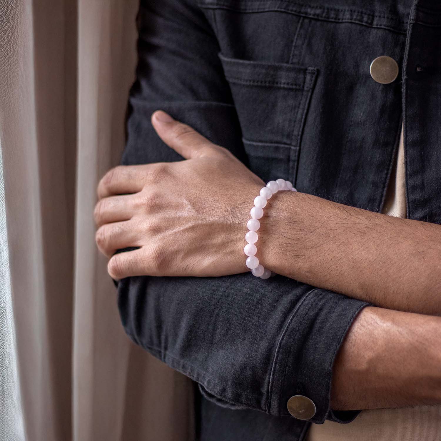 Solace Rose Quartz Natural Stone Bracelet with MagSnap