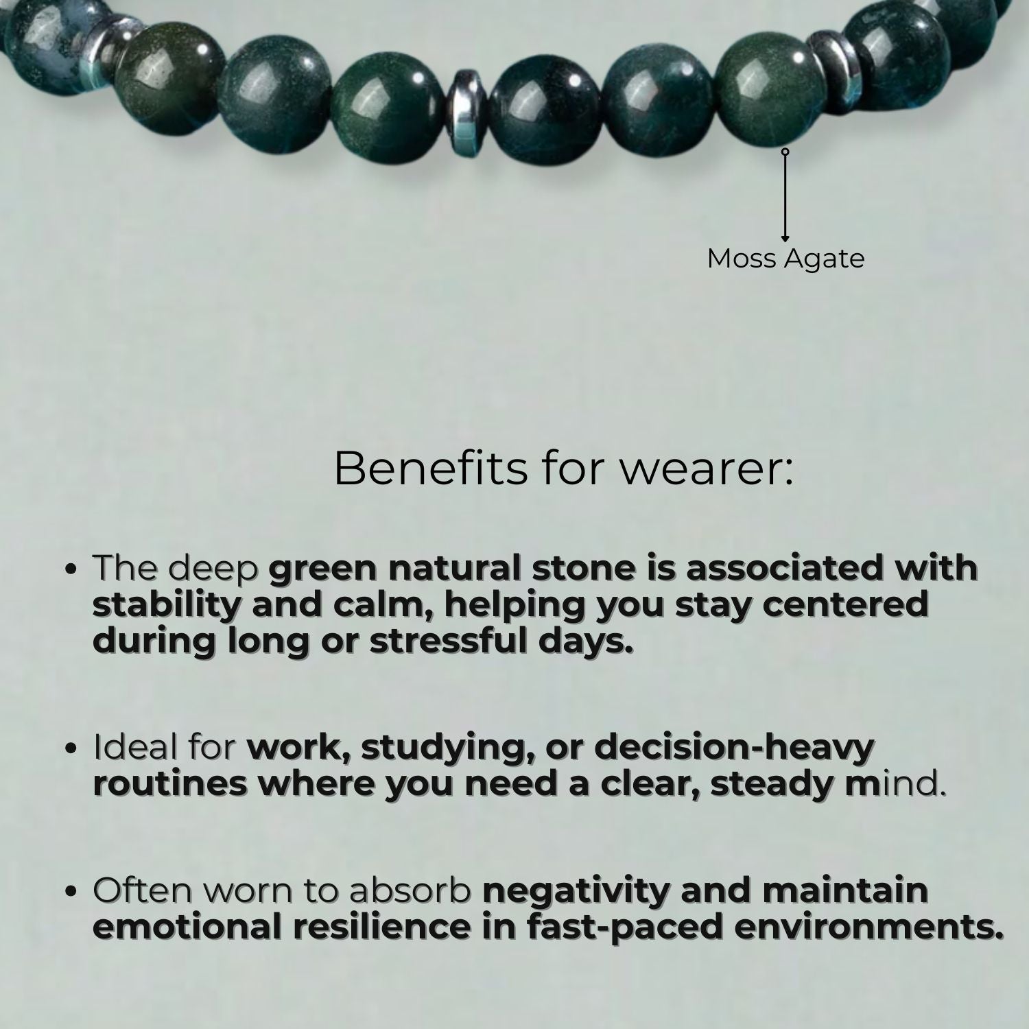 Soulful Moss Agate Natural Stone Elastic Bracelet