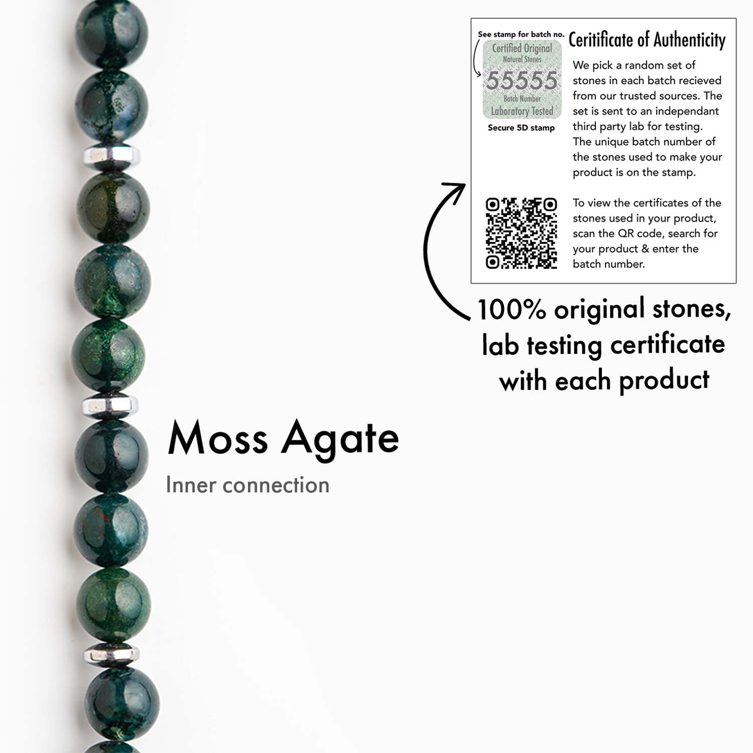 Soulful Moss Agate Natural Stone Elastic Bracelet