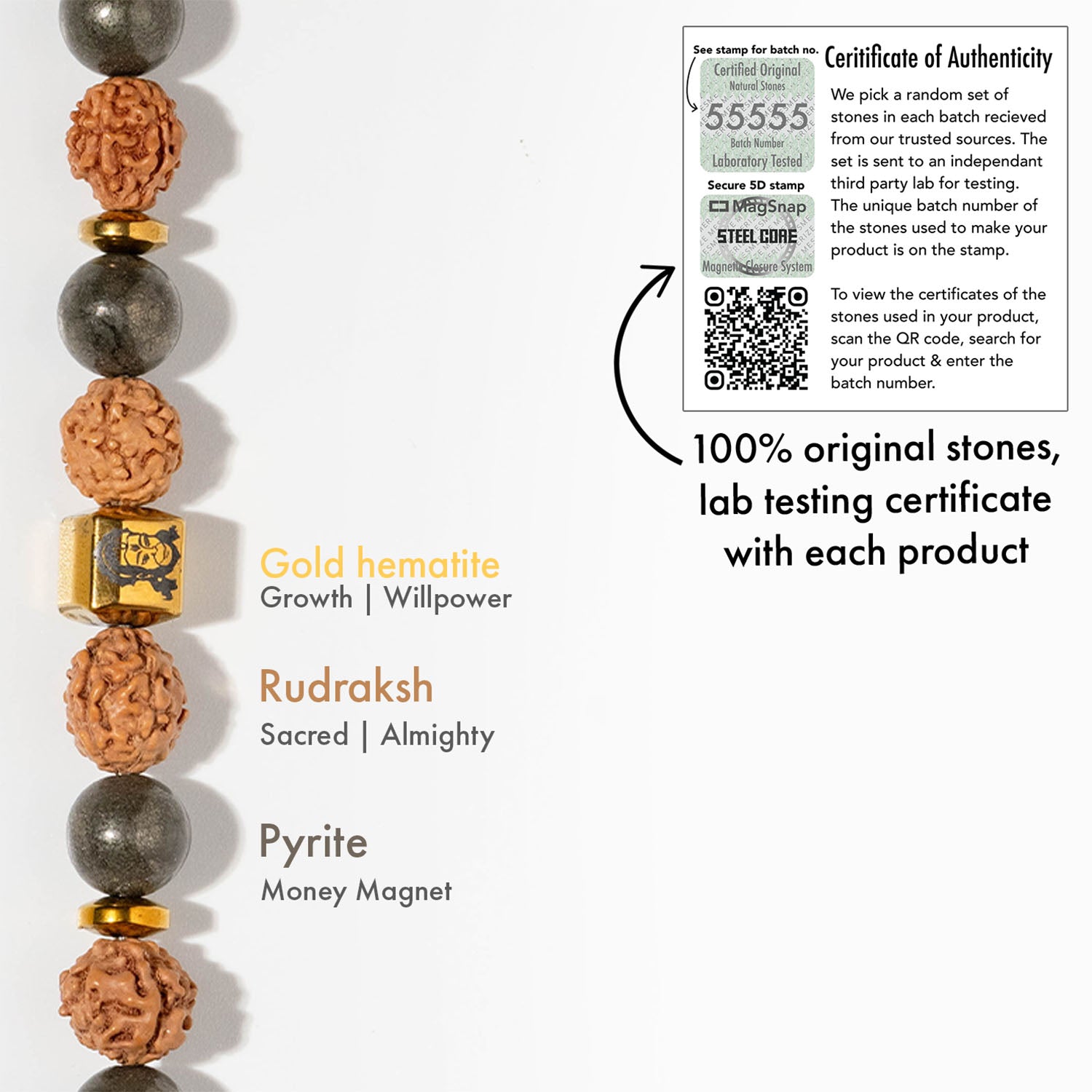 Spiritual Strength Hanuman Natural Stone Bracelet with MagSnap2