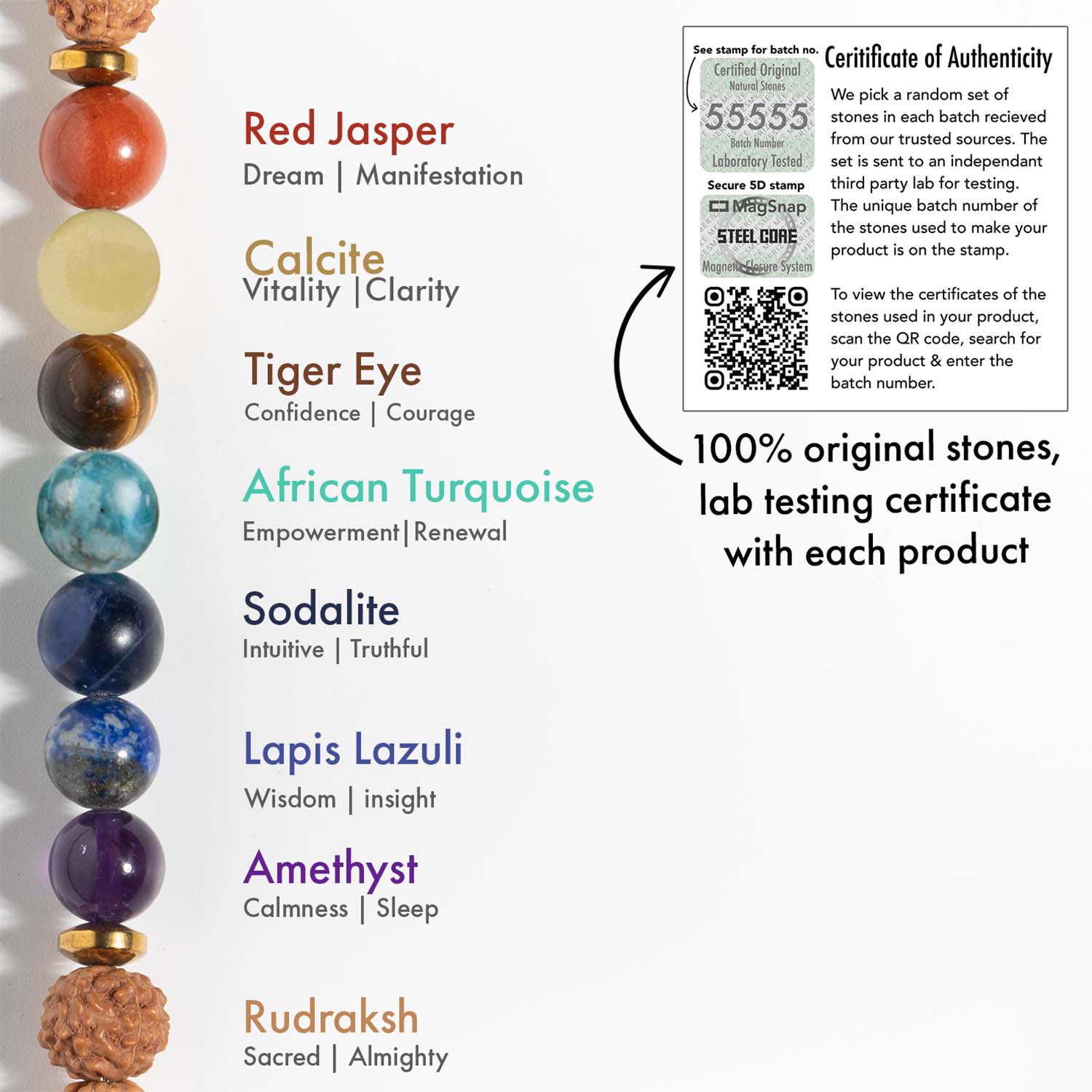 Spiritual Rudraksh 7 Chakra Bracelet With Magnsap