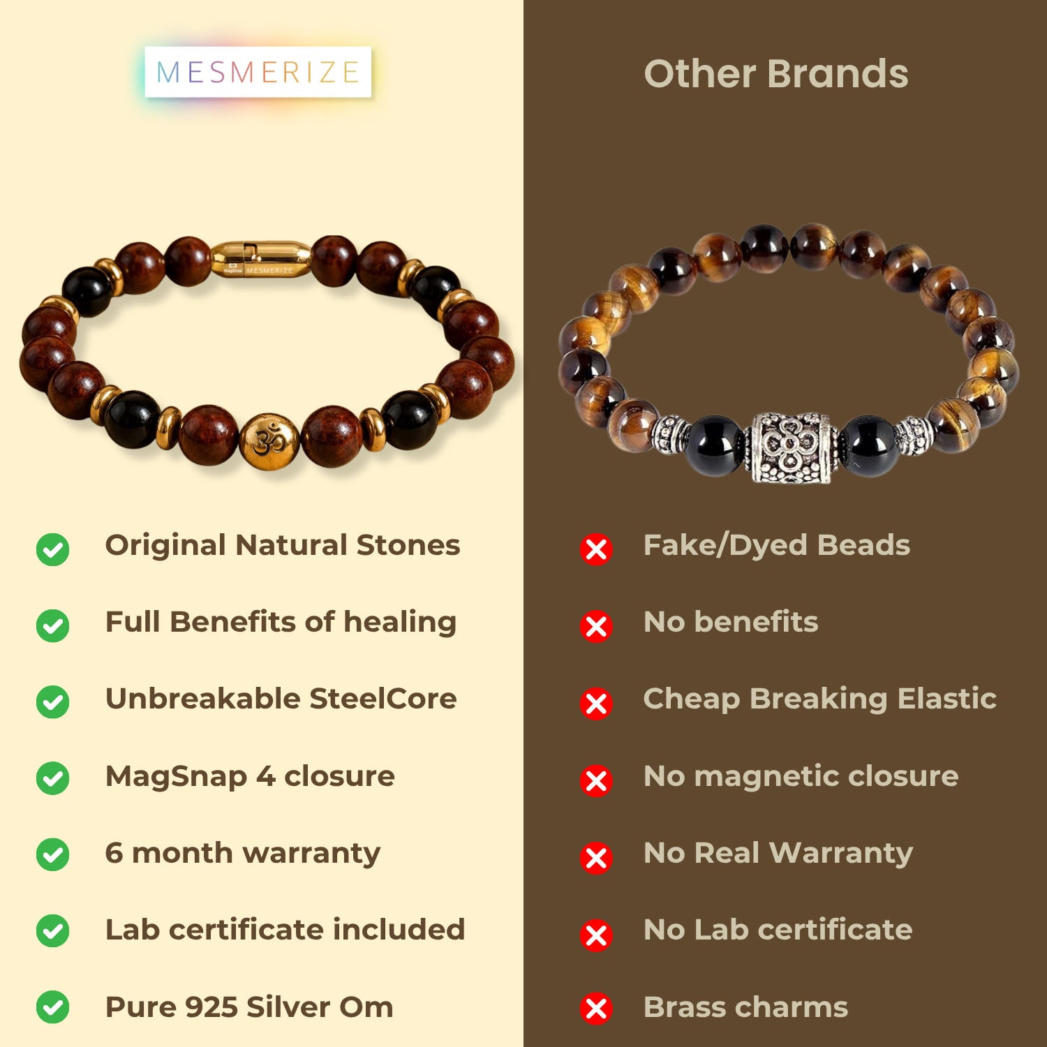 925 Sterling Silver Sacred Om Natural Stone Bracelet with MagSnap2