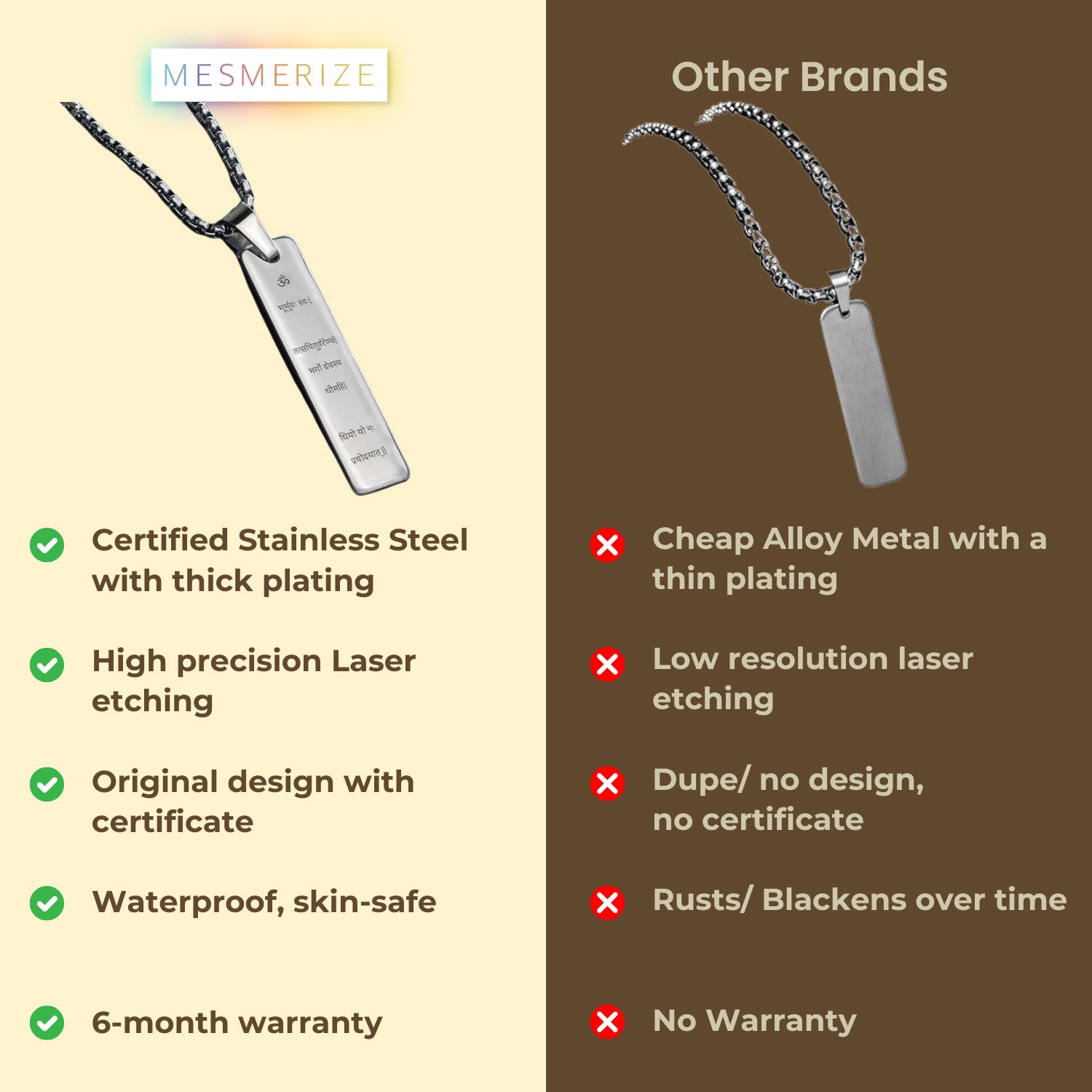 Radiant Gayatri Mantra Silver Mini Tag Necklace