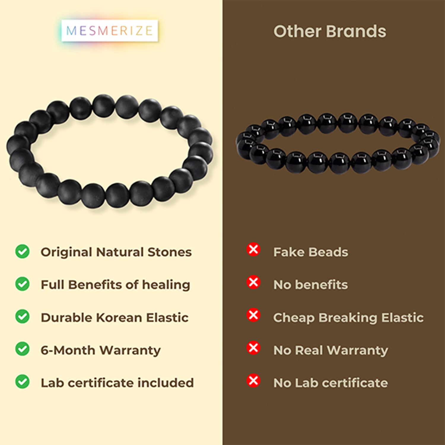 Onyx natural stone elastic bracelet