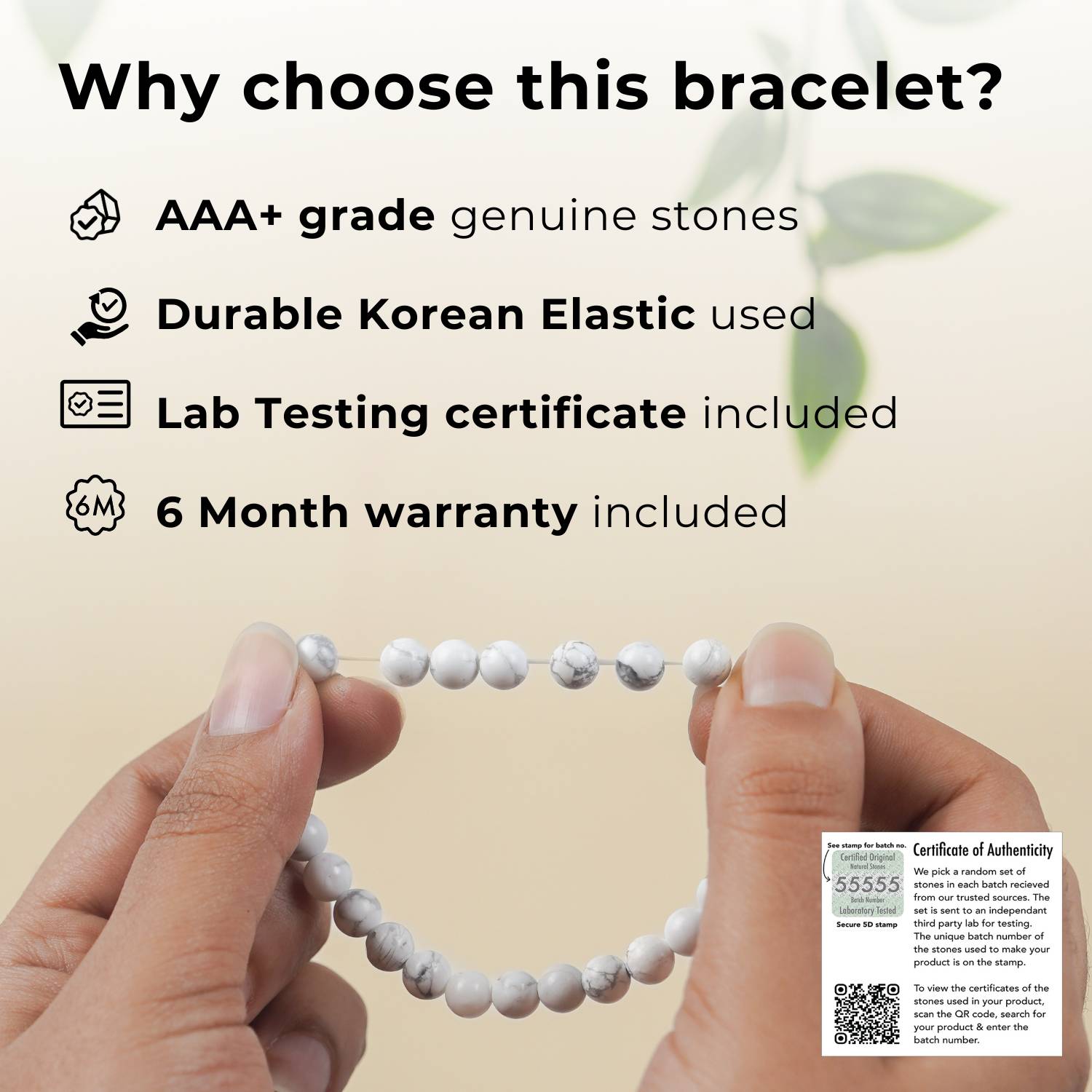 Mystic Grey Hematite Natural Stone Elastic Bracelet