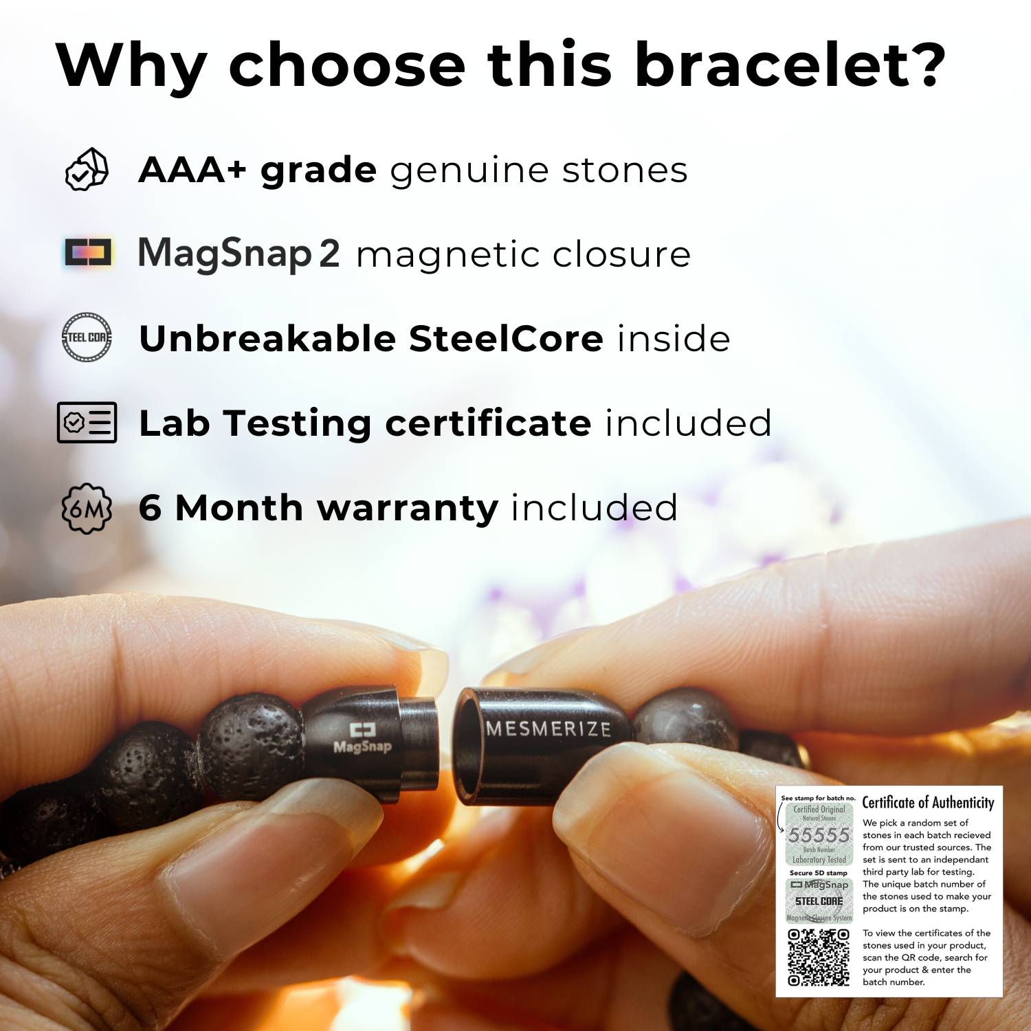 Peaceful Aura Natural Stone Bracelet with MagSnap2