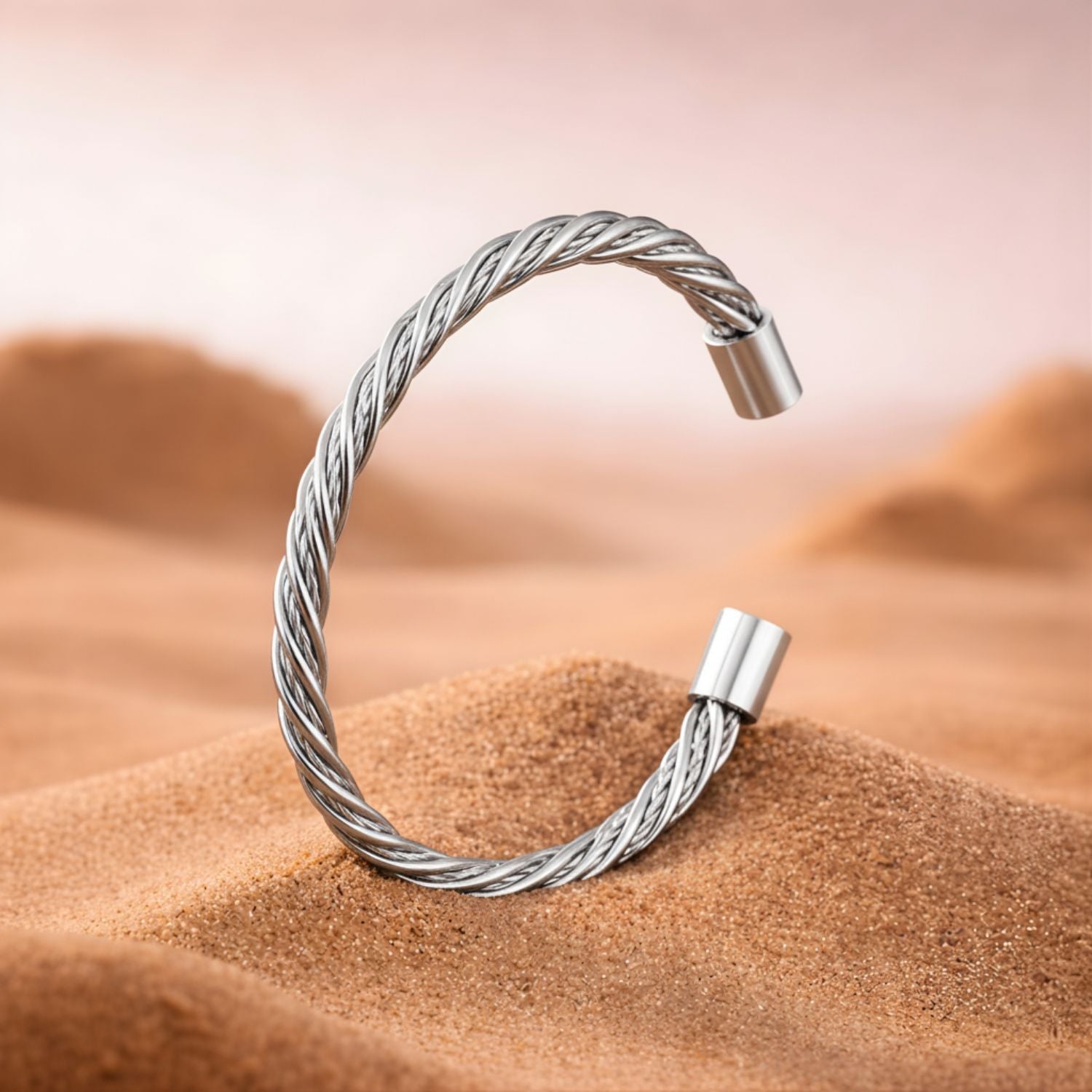 Wire Braided Cuff Bracelet Silver