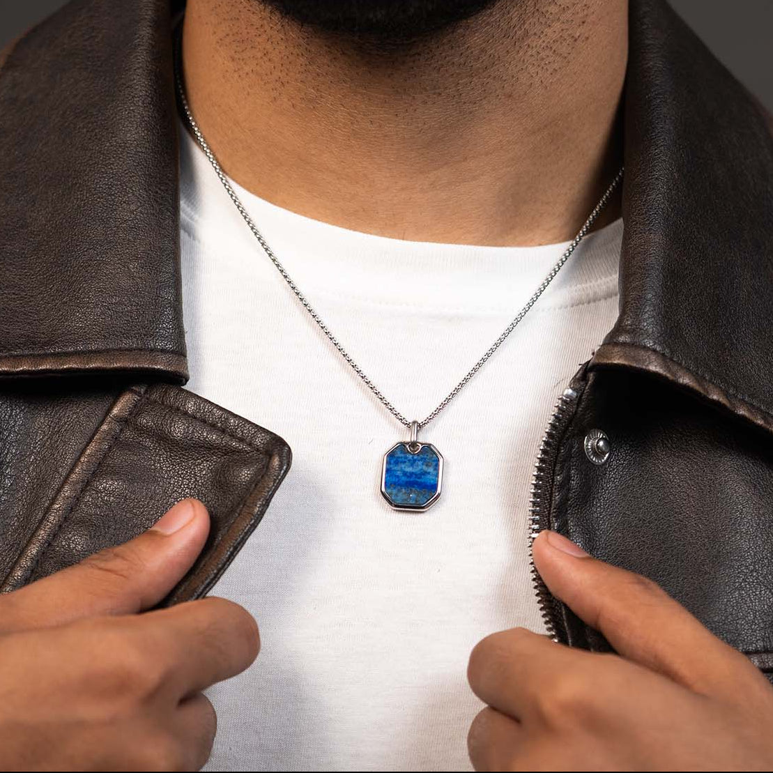 Wisdom Lapis Lazuli Natural Stone Square Necklace