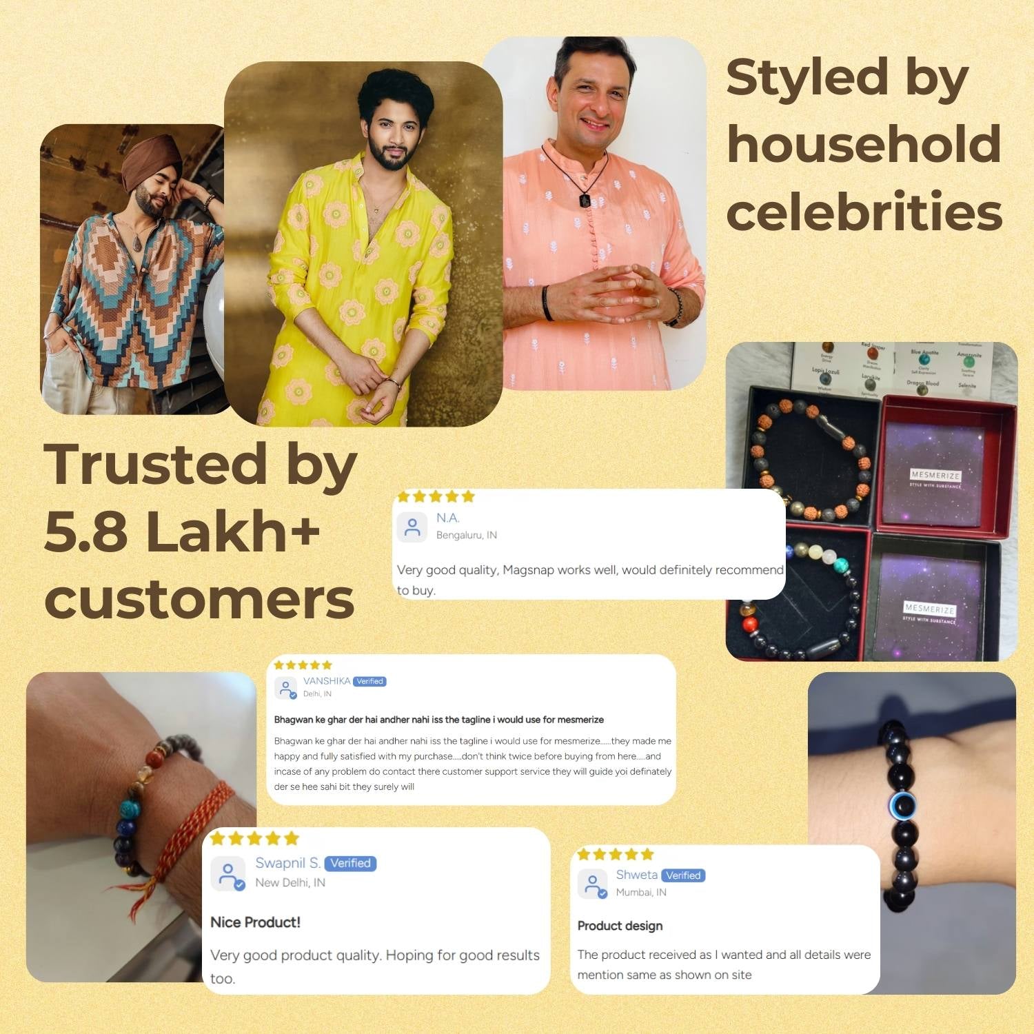 Natural Stone Jewellery Lava 7 Chakra Natural Stone Hamsa Elastic Bracelet